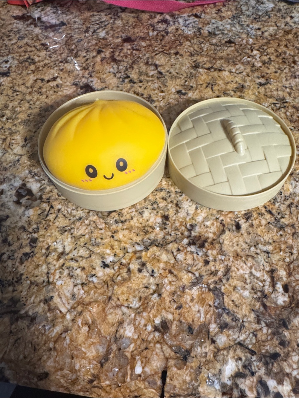 Kawaii Yellow Steamed Bun Squishy Toy with Bento Box